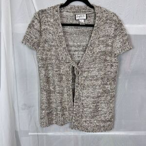 vintags 90s mary mcfadden sequin knit tie front sweater sz MD fairycore boho